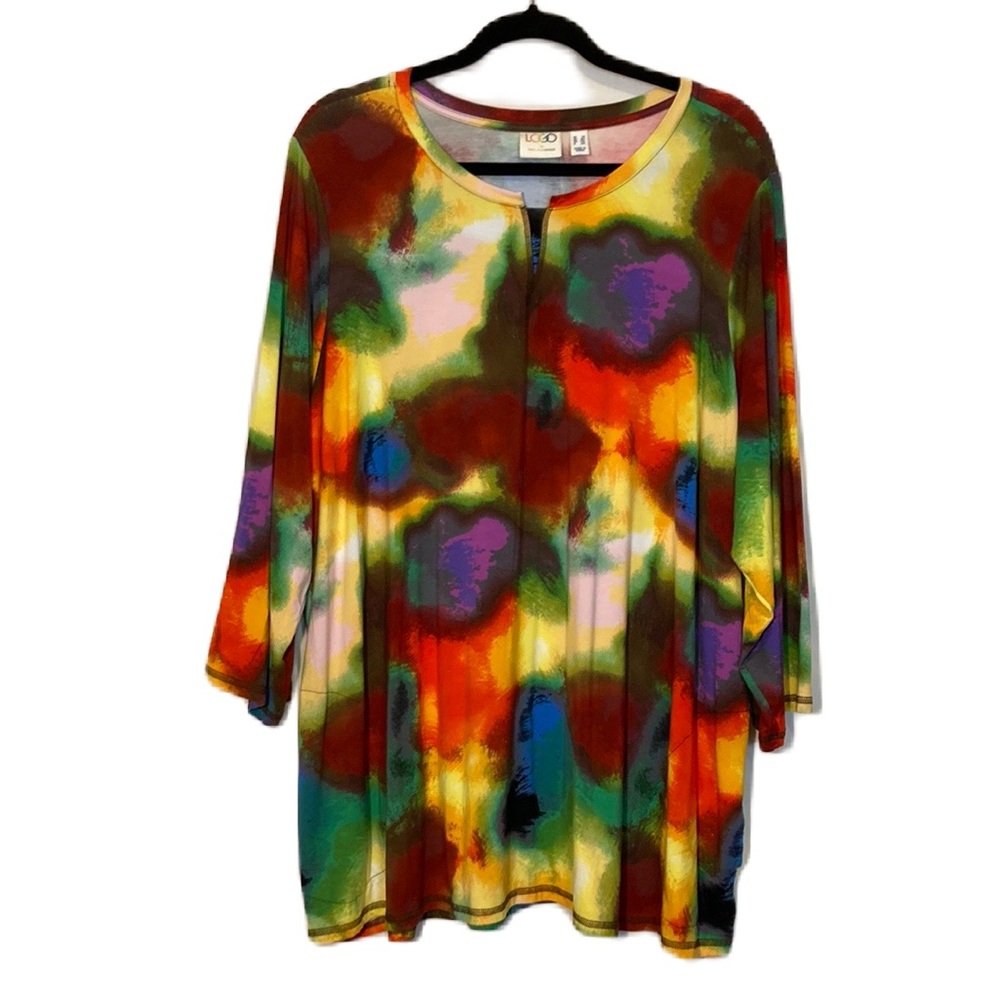 LOGO by Lori Goldstein Multicolor Abstract Top